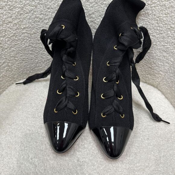 Christian Louboutin Frenchie 100 Floral Print Lace-Up Boots Size 38.5